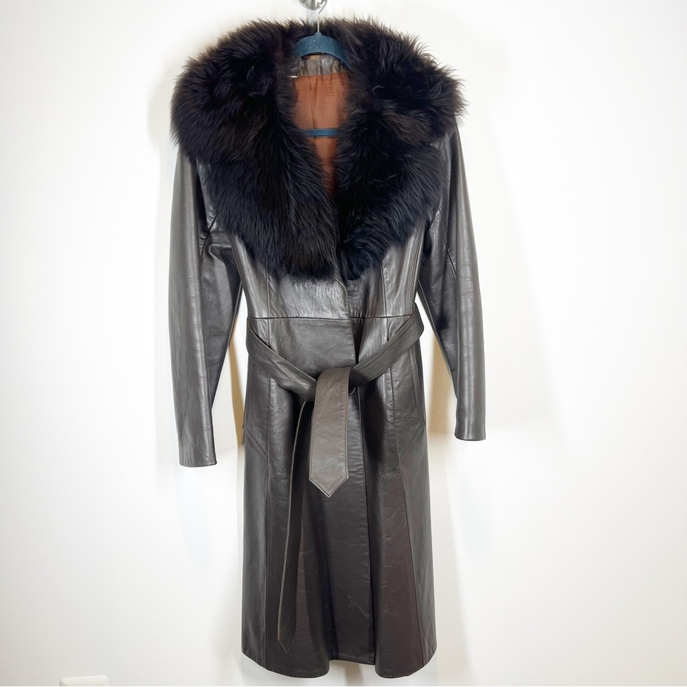 Vintage 70s Leather Trench Coat Made in England